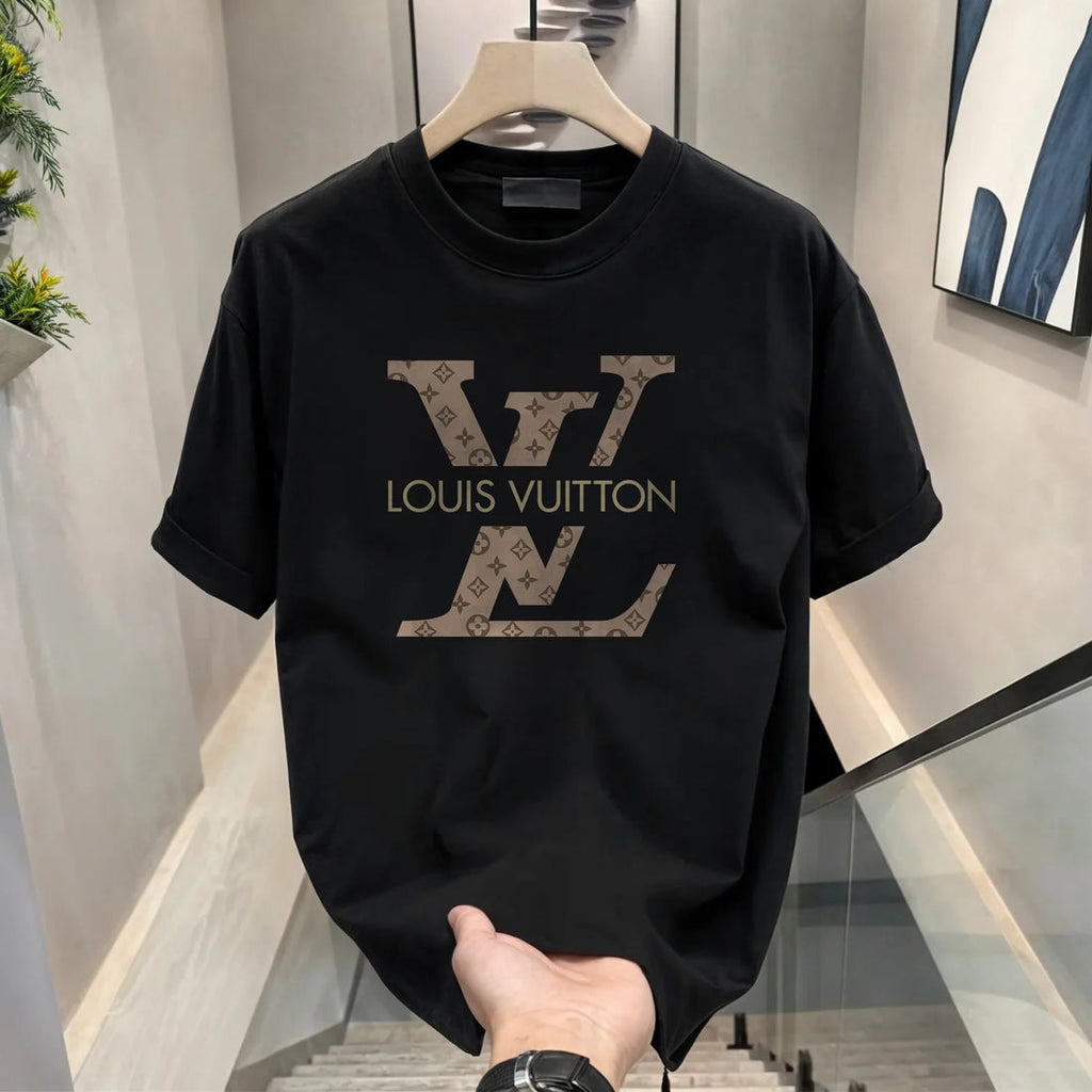 Men’s Monogram Graphic T-Shirt – Premium Black Crewneck Tee