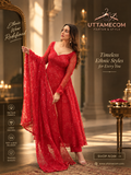 Crimson Sequin Georgette Anarkali Suit Set with Embroidered Dupatta
