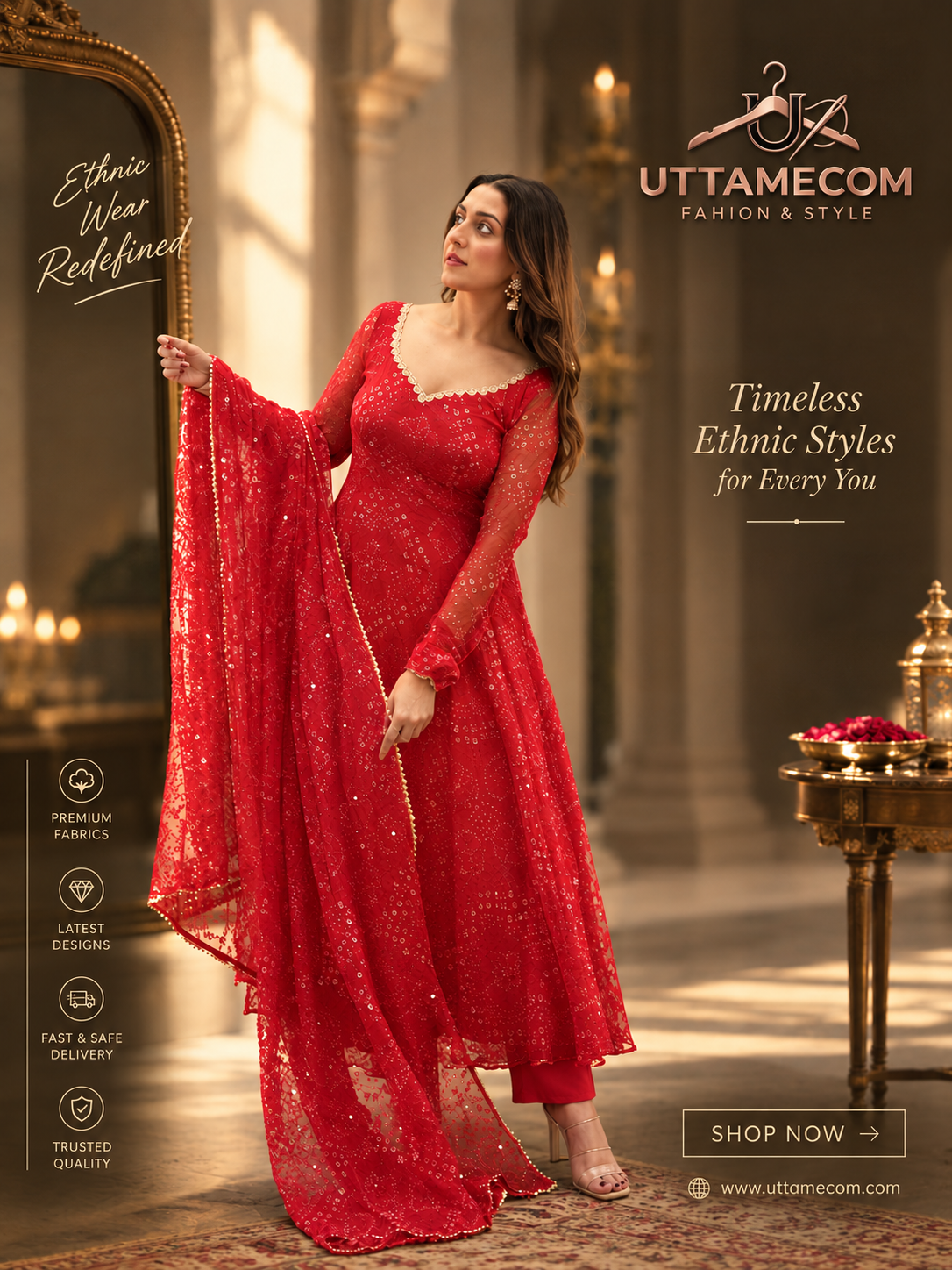 Crimson Sequin Georgette Anarkali Suit Set with Embroidered Dupatta