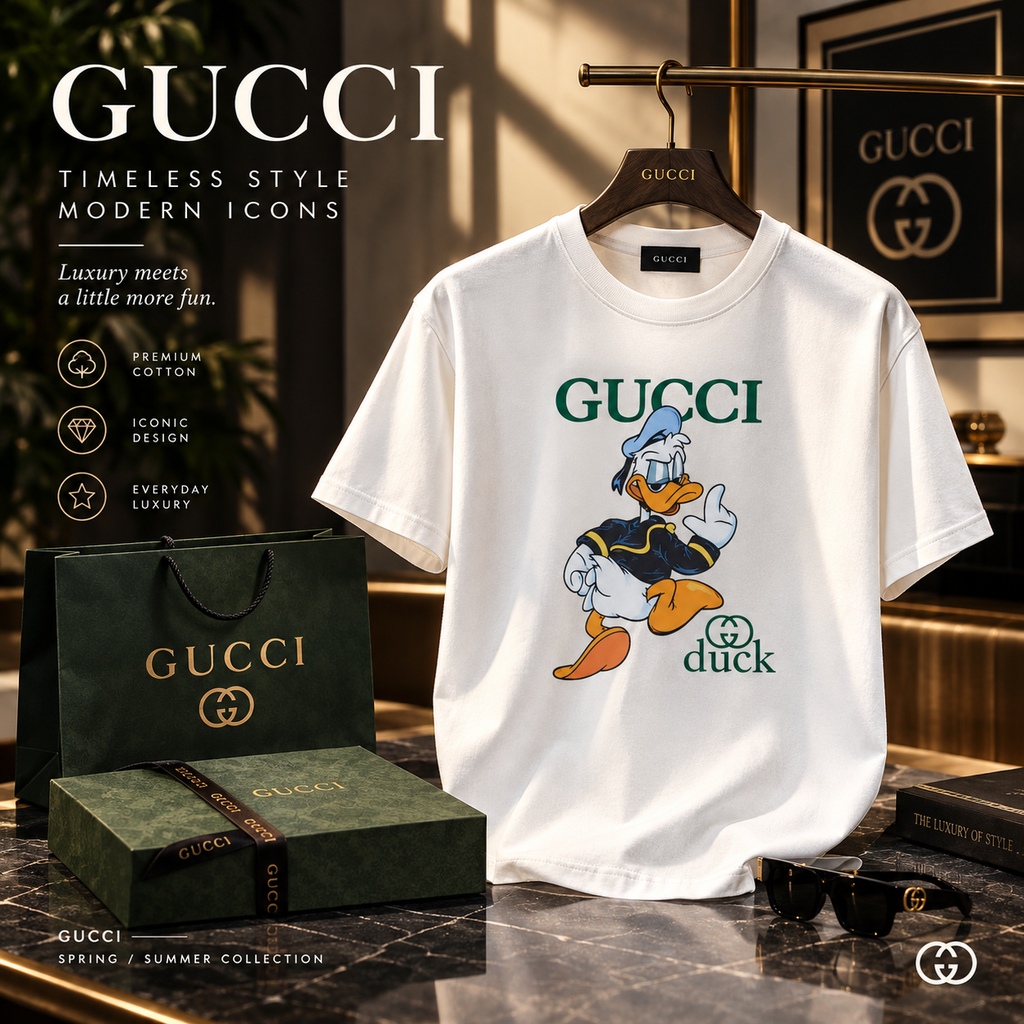 Gucci x Disney Donald Duck Oversized T-Shirt – Premium Cotton Cream Graphic Tee