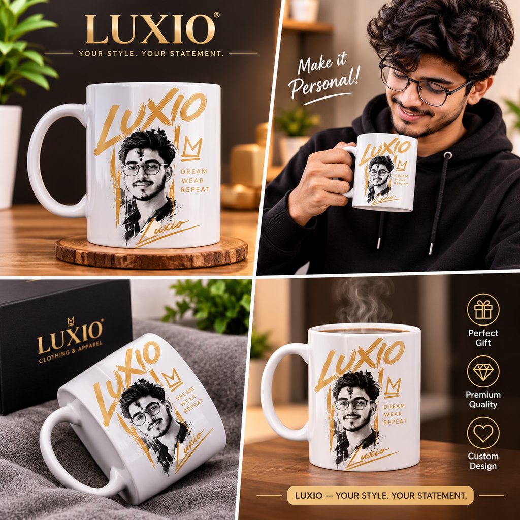 LUXIO Personalized Photo Mug – Custom Portrait Coffee Cup