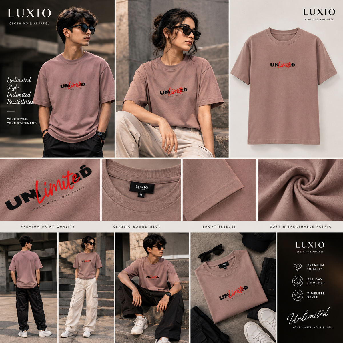 Unlimited Typography T-Shirt – Dusty Rose | LUXIO