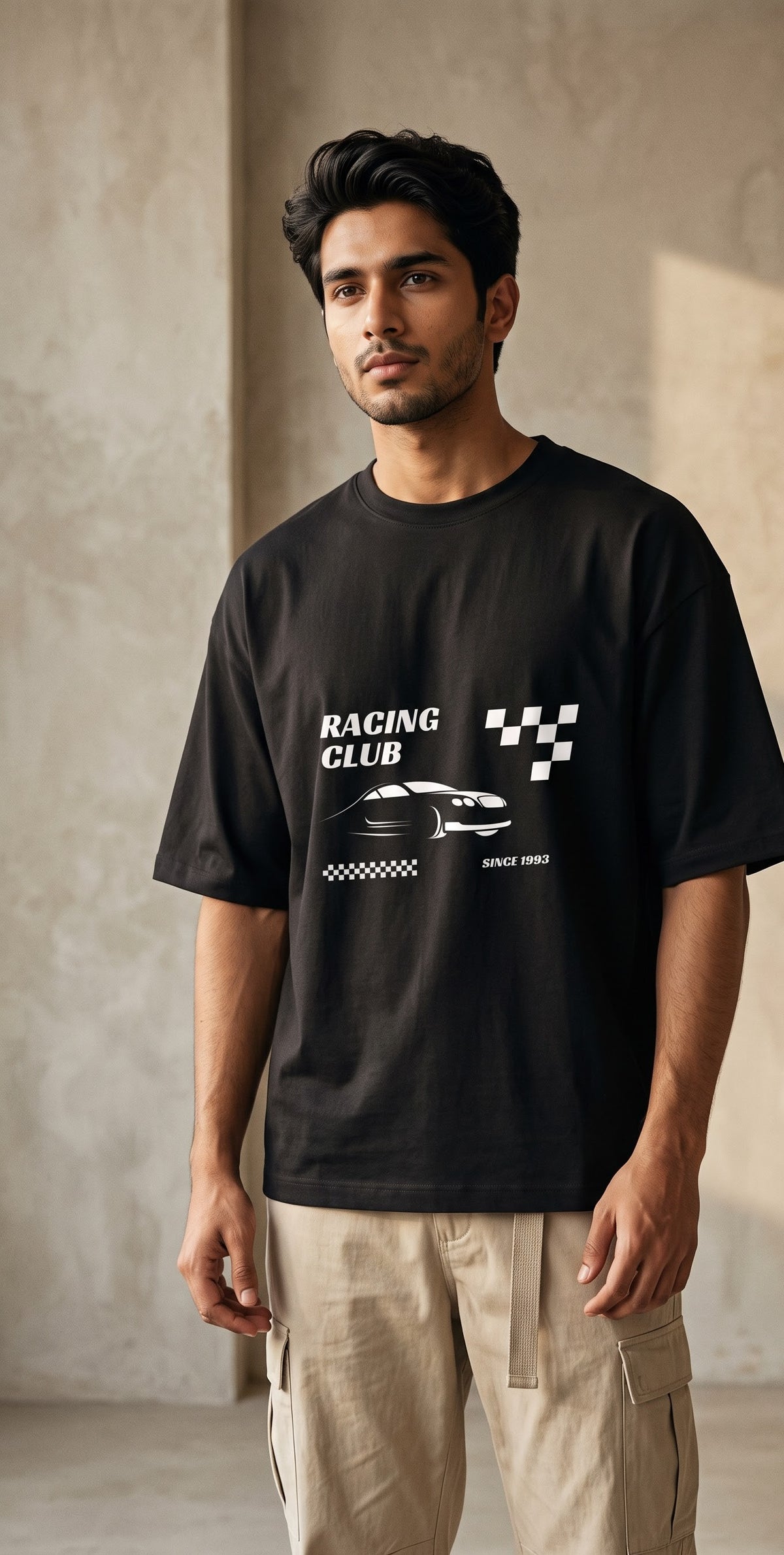 LUXIO Racing Club Oversized T-Shirt – Black