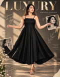 Timeless Black Strappy Flared Maxi Dress