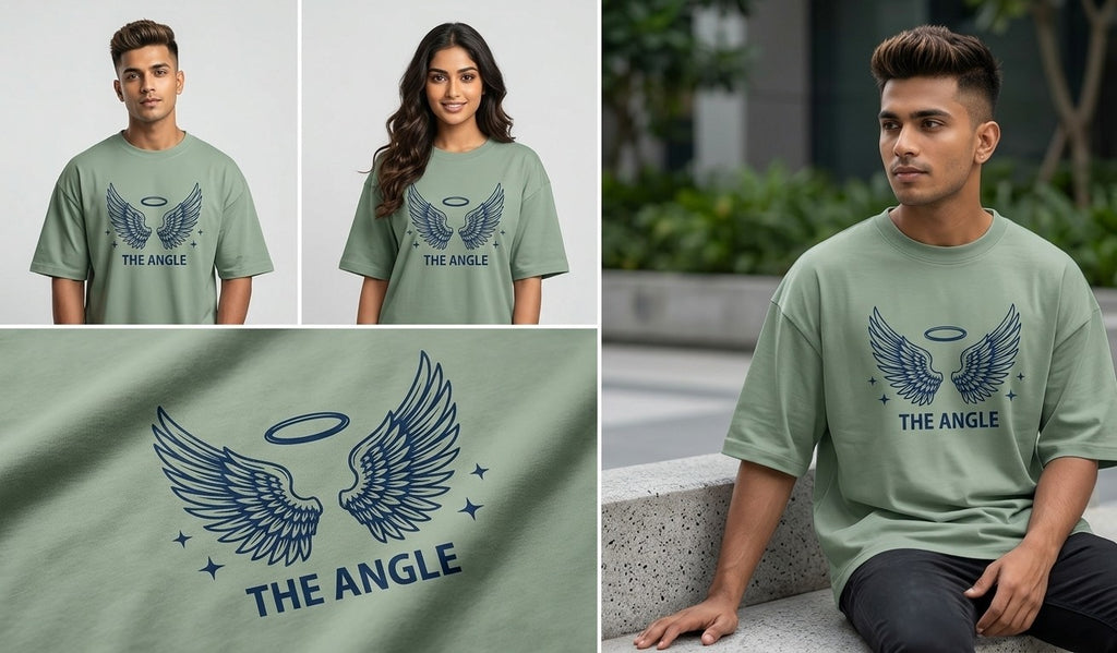 LUXIO men's Oversized Graphic T-Shirt – The Angel Heavyweight Cotton Tee