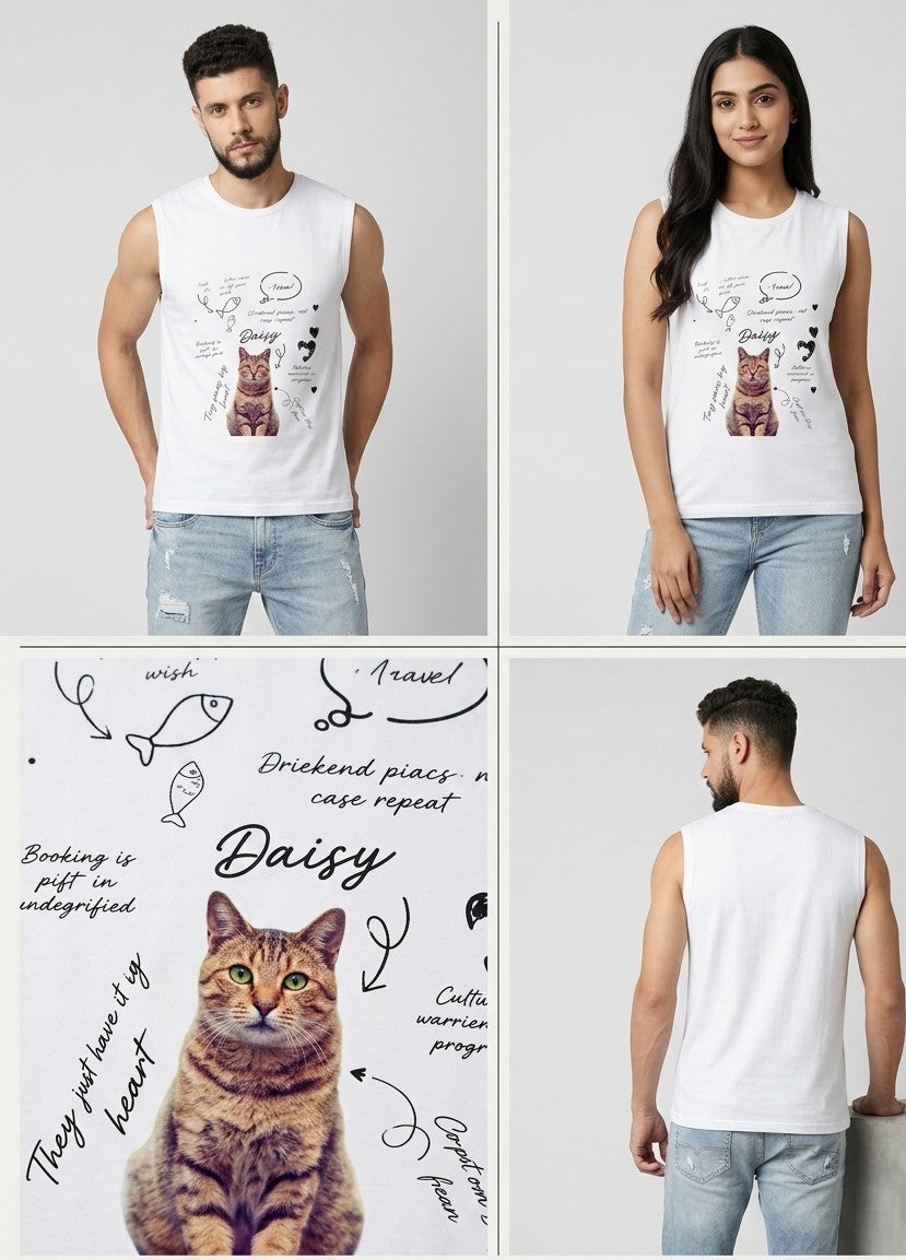 LUXIO Daisy Cat Graphic Sleeveless T-Shirt