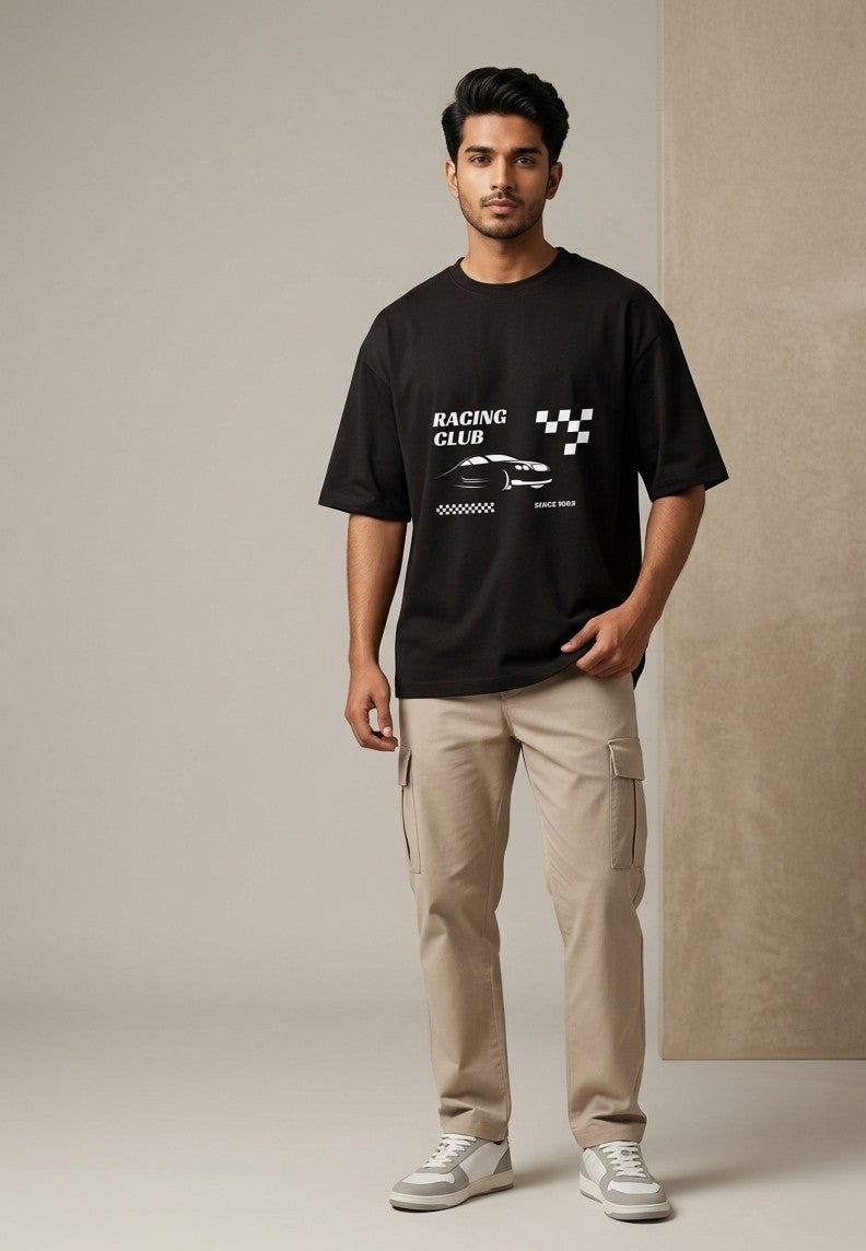 LUXIO Racing Club Oversized T-Shirt – Black