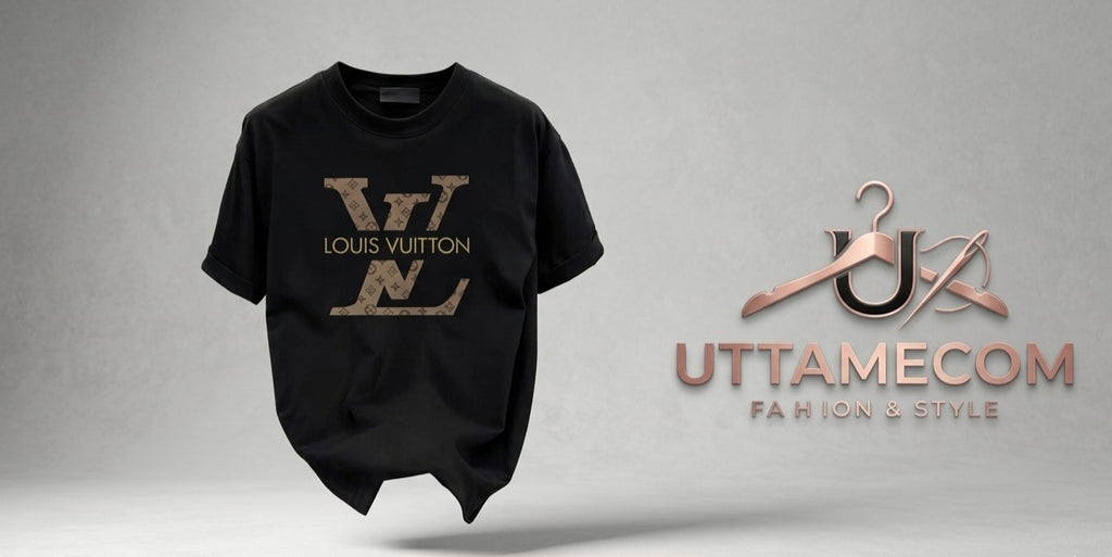 Men’s Monogram Graphic T-Shirt – Premium Black Crewneck Tee