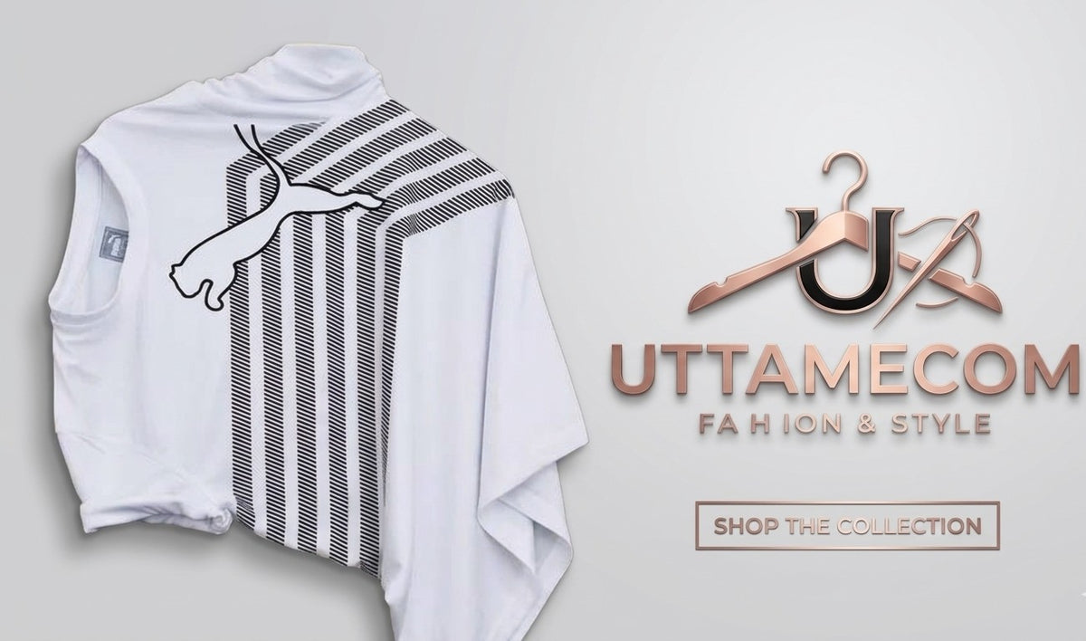 Puma Men's Graphic Track Tee – Premium White & Black Curved Striped Sportswear