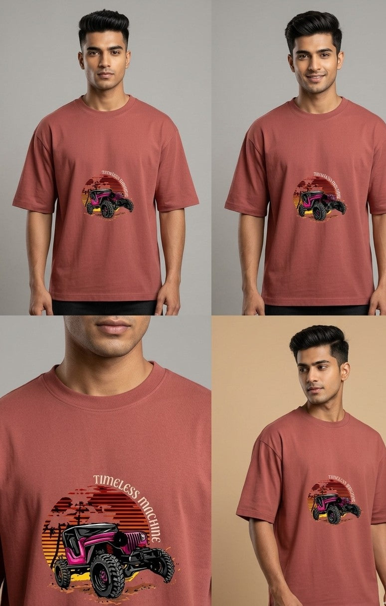 LUXIO "Timeless Machine" Retro Sunset Off-Road Oversized T-Shirt